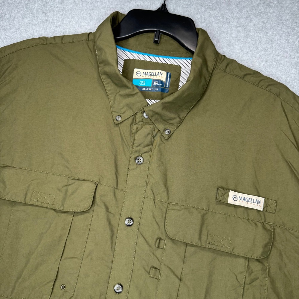 Magellan Fishing Shirt Mens 4XL Green Laguna Madre Button Down Vented